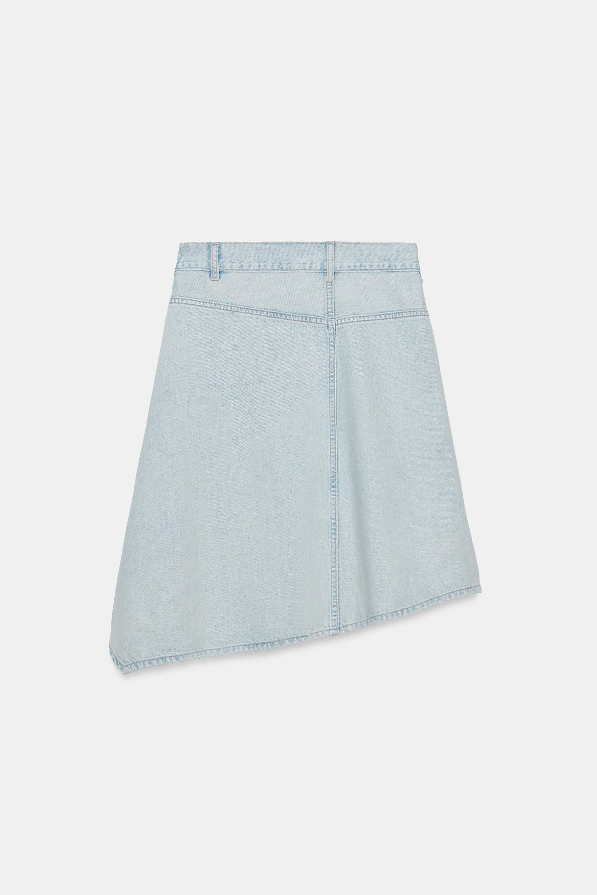 TRF ASYMMETRIC DENIM MIDI SKIRT
